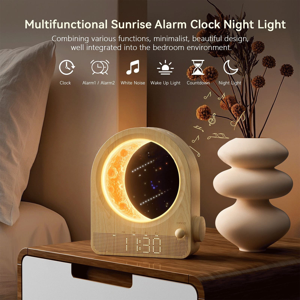 Star Moon White Noise Sunrise Wake-Up Light Alarm Clock